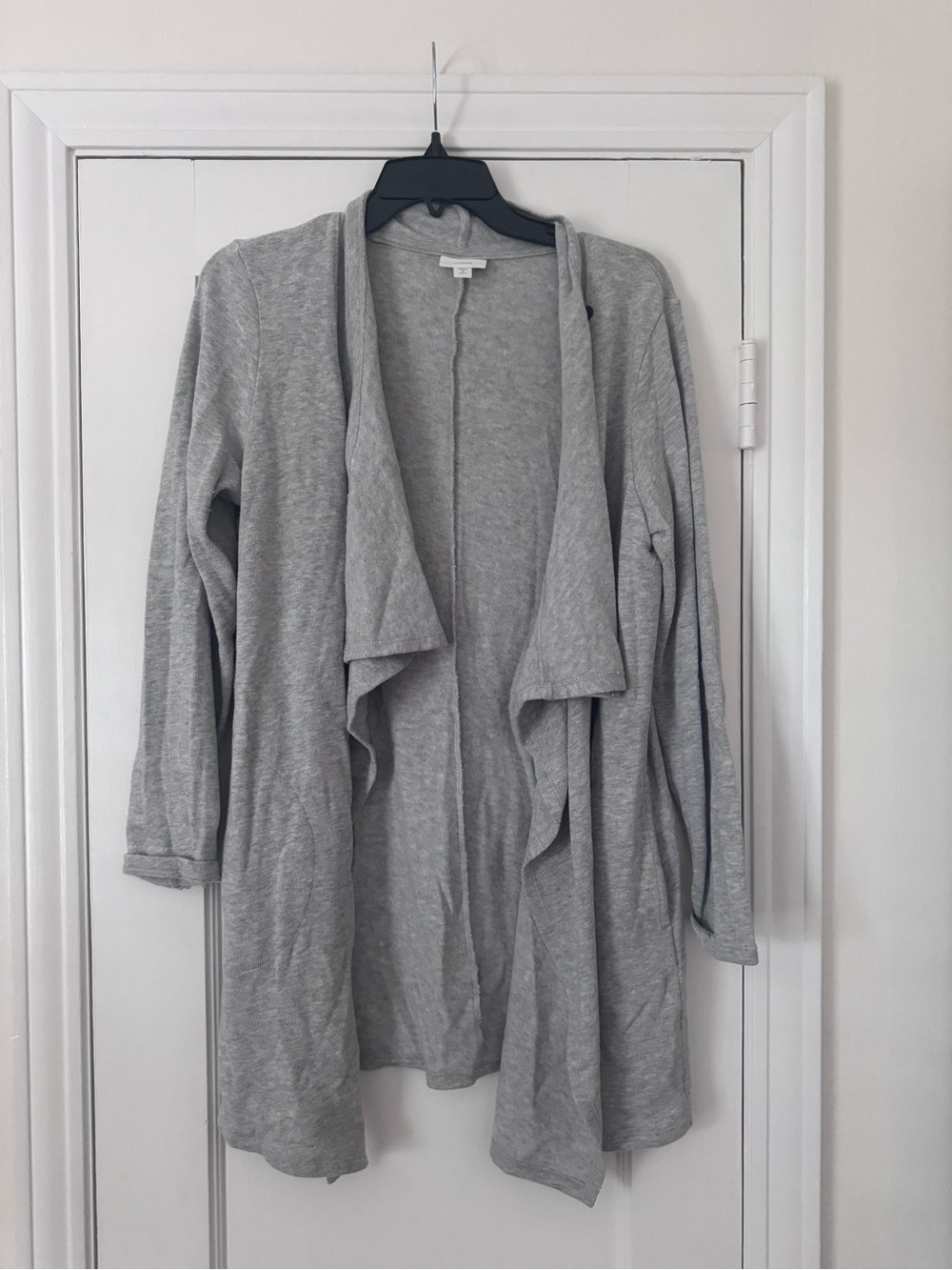 Light Gray Open-Front Draped Cardigan Sweater Size S